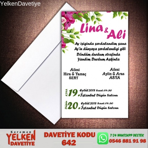 1000 Adet Beyaz Zarflı Davetiye Modeli