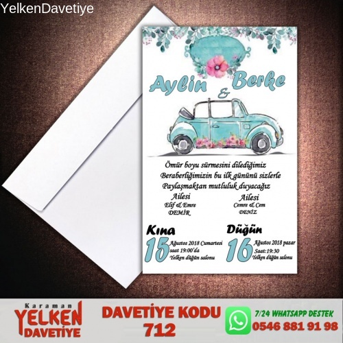 1000 Adet Beyaz Zarflı Davetiye Modeli