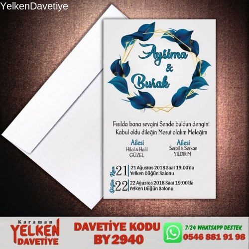 1000 Adet Beyaz Zarflı Davetiye Modeli