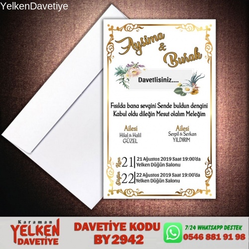 1000 Adet Beyaz Zarflı Davetiye Modeli