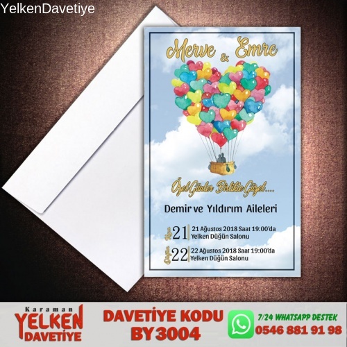 1000 Adet Beyaz Zarflı Davetiye Modeli