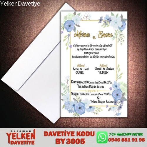 1000 Adet Beyaz Zarflı Davetiye Modeli