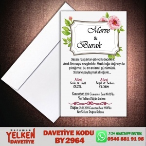 1000 Adet Beyaz Zarflı Davetiye Modeli