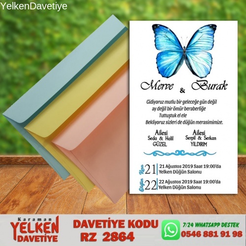 1000 Adet Renkli Zarflı Davetiye Modeli