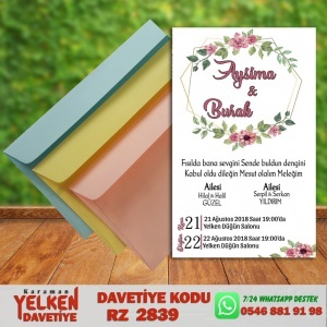 1000 Adet Renkli Zarflı Davetiye Modeli
