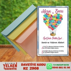 1000 Adet Renkli Zarflı Davetiye Modeli