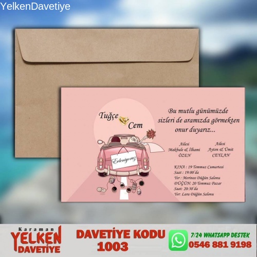 1000 Adet Çaycuma Zarflı Davetiye Modeli
