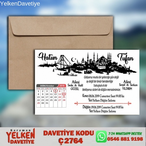 1000 Adet Çaycuma Zarflı Davetiye Modeli