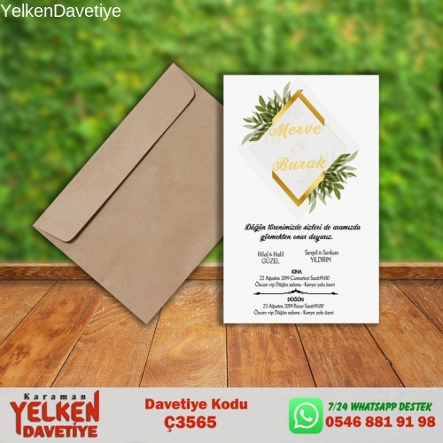 Çaycuma Zarflı Davetiye Modeli