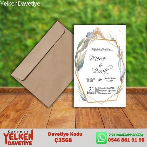 Çaycuma Zarflı Davetiye Modeli