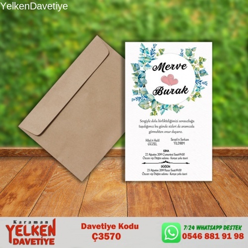 Çaycuma Zarflı Davetiye Modeli