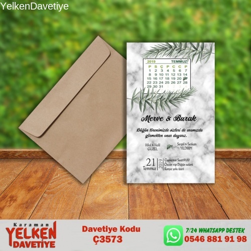 Çaycuma Zarflı Davetiye Modeli