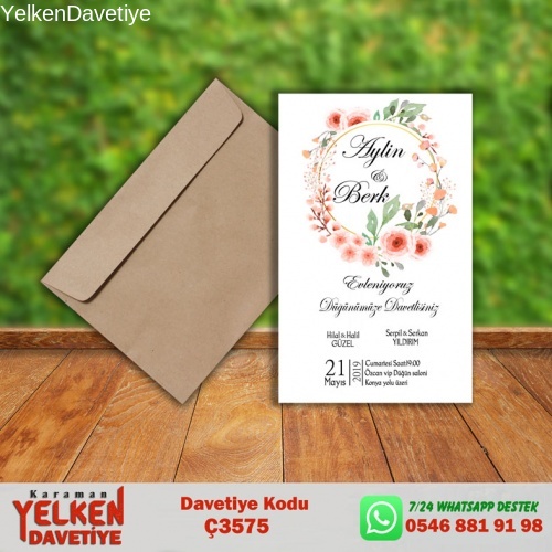 Çaycuma Zarflı Davetiye Modeli