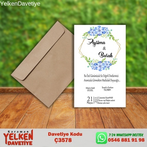 Çaycuma Zarflı Davetiye Modeli