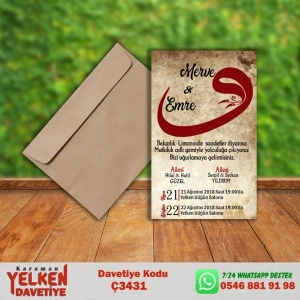 1000 Adet Çaycuma Zarflı Davetiye Modeli