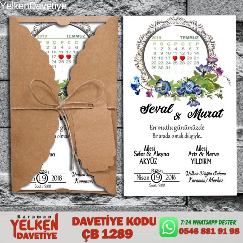 1000 Adet Burgu Kraft Zarflı Davetiye Modeli