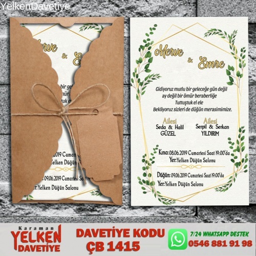 Burgu Kraft Zarflı Davetiye Modeli