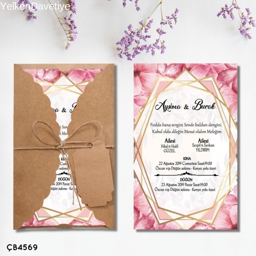 Burgu Kraft Zarflı Davetiye Modeli