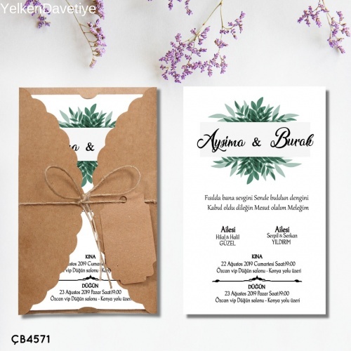 Burgu Kraft Zarflı Davetiye Modeli