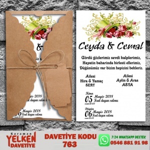 1000 Adet Burgu Kraft Zarflı Davetiye Modeli