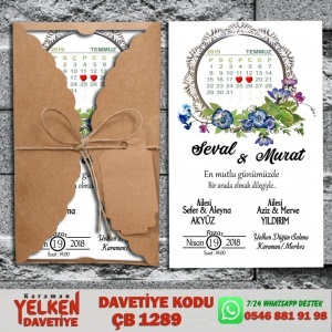 1000 Adet Burgu Kraft Zarflı Davetiye Modeli
