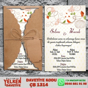 1000 Adet Burgu Kraft Zarflı Davetiye Modeli
