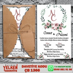 1000 Adet Burgu Kraft Zarflı Davetiye Modeli