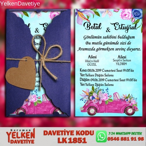 1000 Adet Lacivert Burgu Davetiye Modeli