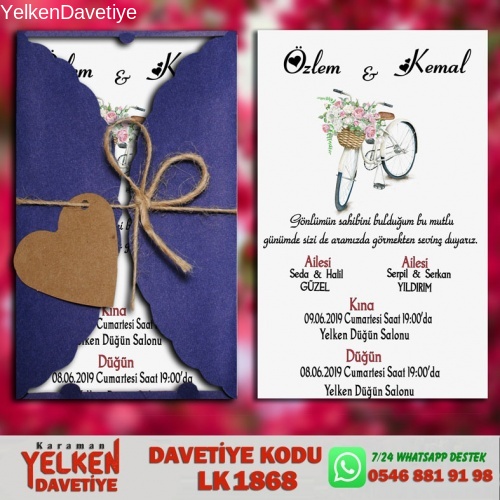 1000 Adet Lacivert Burgu Davetiye Modeli