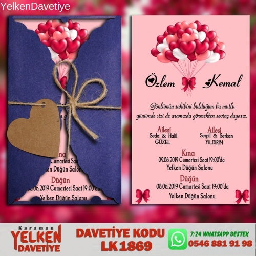 1000 Adet Lacivert Burgu Davetiye Modeli