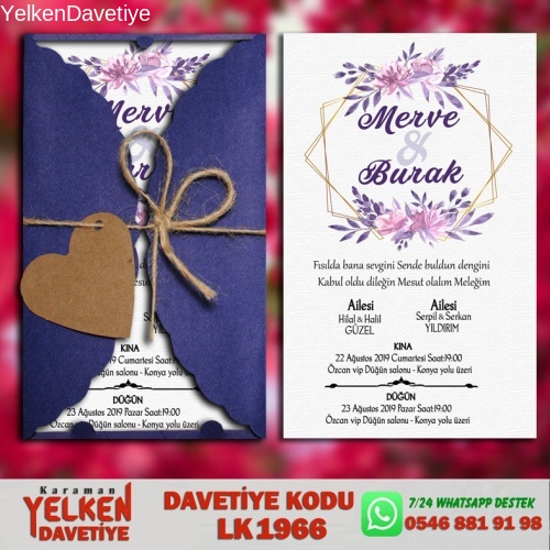 Lacivert Burgu Davetiye Modeli