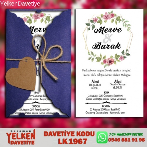 Lacivert Burgu Davetiye Modeli