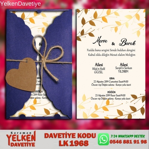 Lacivert Burgu Davetiye Modeli