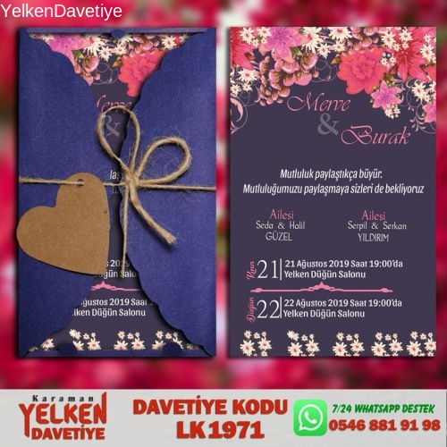 Lacivert Burgu Davetiye Modeli