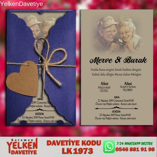 Lacivert Burgu Davetiye Modeli