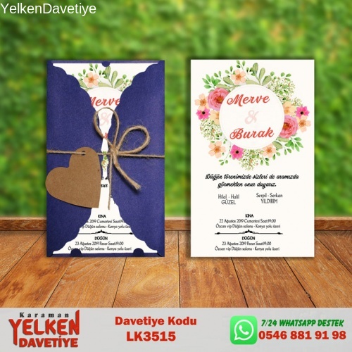 Lacivert Burgu Davetiye Modeli