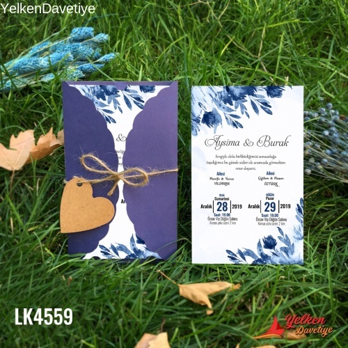 Lacivert Burgu Davetiye Modeli