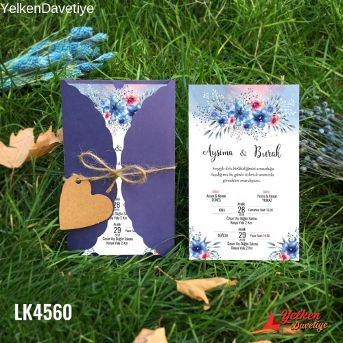 Lacivert Burgu Davetiye Modeli