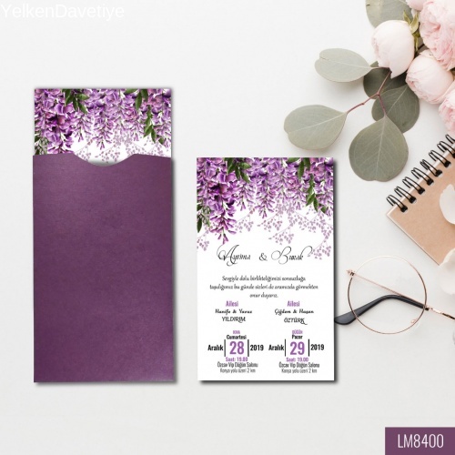 1000 Adet Mor Kapalı Zarflı Model