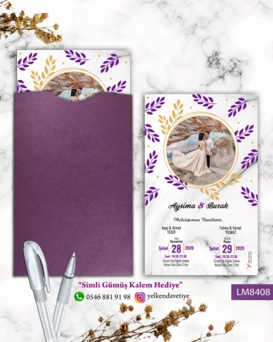 1000 Adet Mor Kapalı Zarflı Model