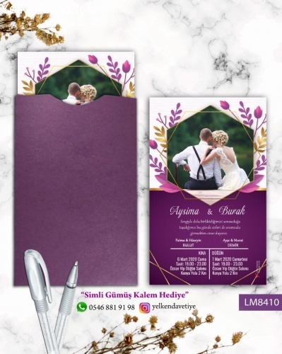 1000 Adet Mor Kapalı Zarflı Model