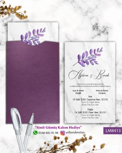 1000 Adet Mor Kapalı Zarflı Model