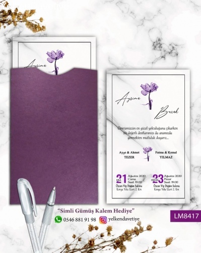 1000 Adet Mor Kapalı Zarflı Model