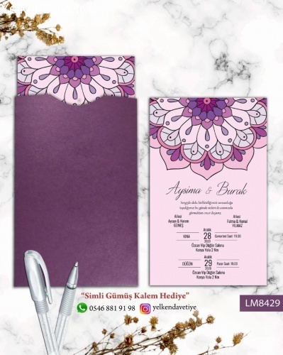 1000 Adet Mor Kapalı Zarflı Model