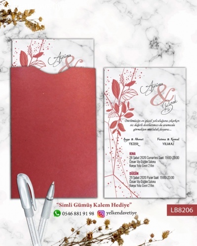 1000 Adet Bordo Kapalı Zarflı Model