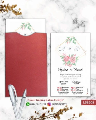 1000 Adet Bordo Kapalı Zarflı Model