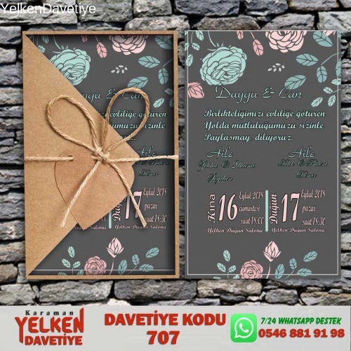 1000 Adet Üçgen Kraft Zarflı Davetiye Modeli