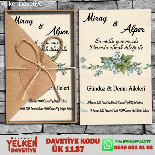 1000 Adet Üçgen Kraft Zarflı Davetiye Modeli