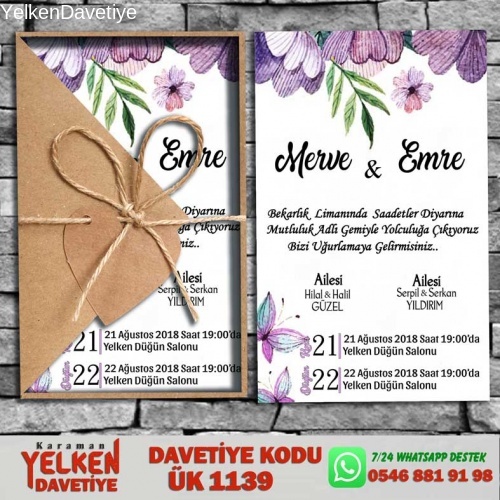 1000 Adet Üçgen Kraft Zarflı Davetiye Modeli