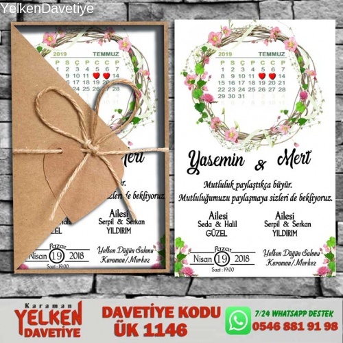 1000 Adet Üçgen Kraft Zarflı Davetiye Modeli